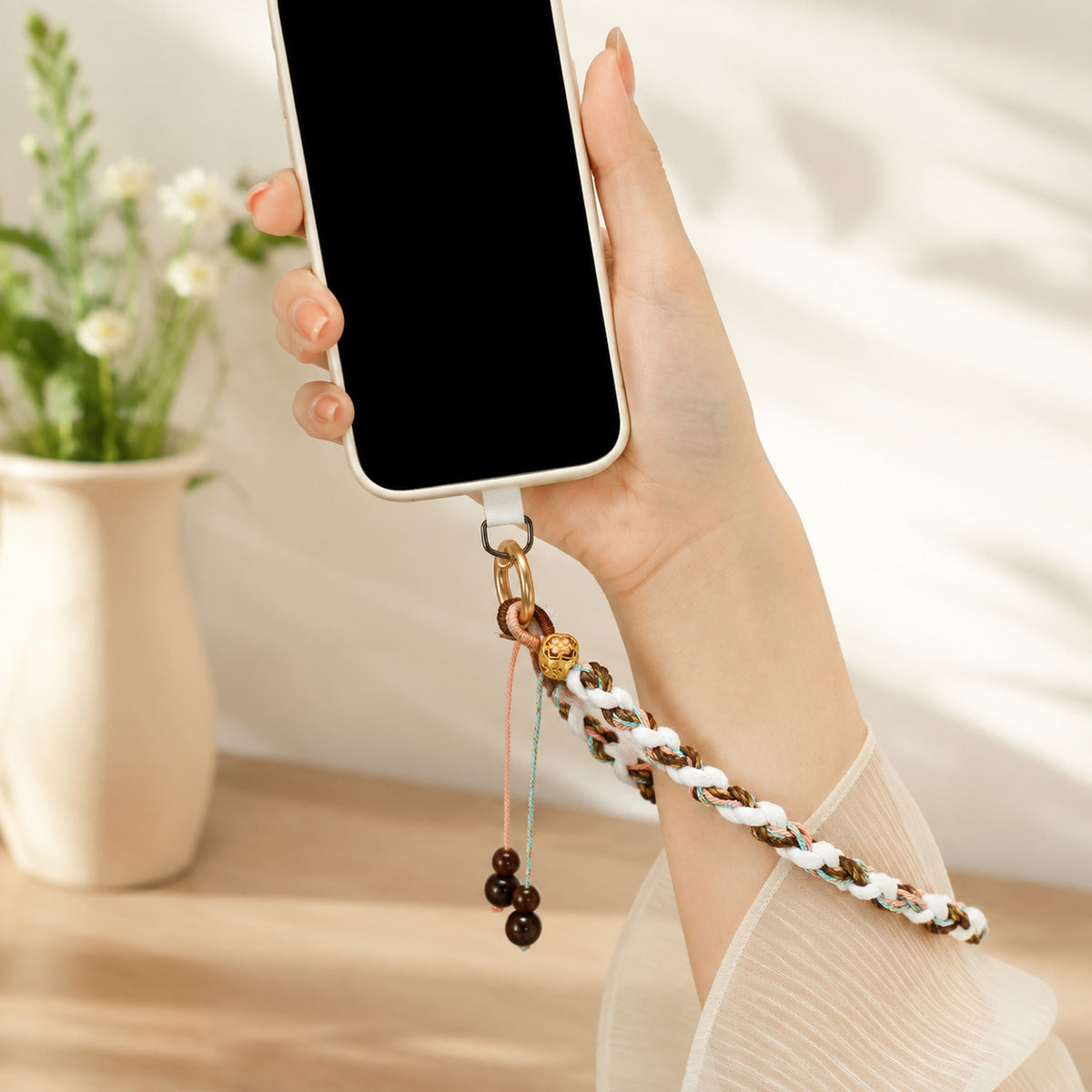 Vintage Hand Braided Cotton Phone Wrist Lanyard