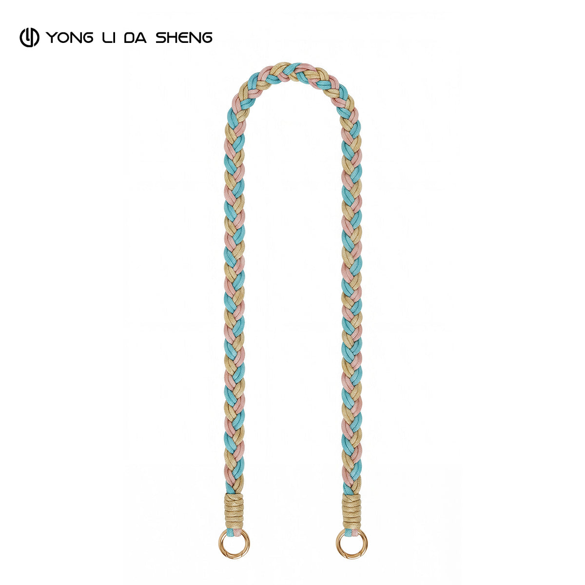 Multicolor Hand Woven Phone Lanyard with Gold Metal