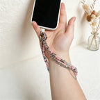 Three‑Layer Pink Beads ＆ Chain Phone Strap