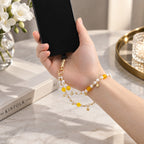 Yellow Agate & Pearl Beaded Phone Chain