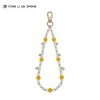 Yellow Agate & Pearl Beaded Phone Chain