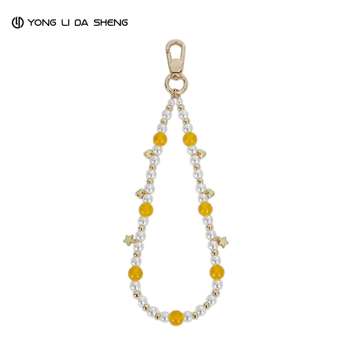 Yellow Agate & Pearl Beaded Phone Chain