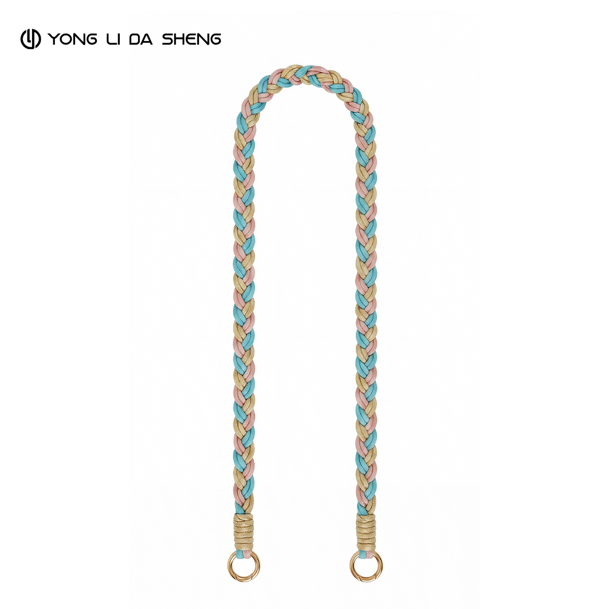 Multicolor Hand Woven Phone Lanyard with Gold Metal