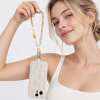 Elegant Gold‑Tone Chain Phone Wrist Strap, Agate Bead Bag Charm