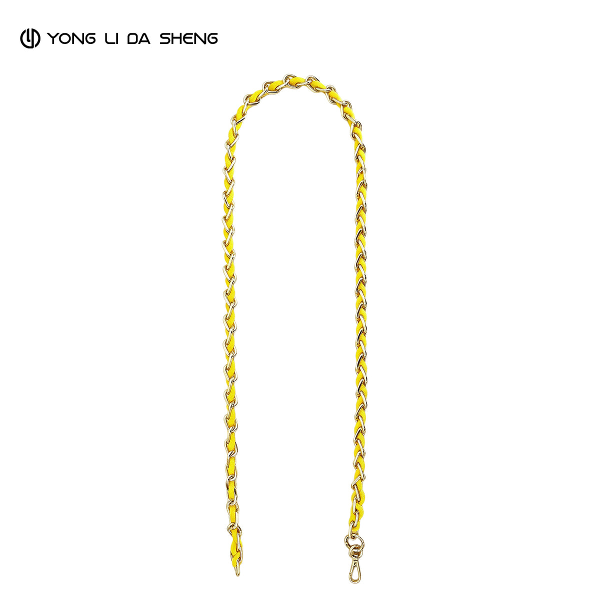 Bright Yellow Polyester Metal Chain Phone Crossbody Strap