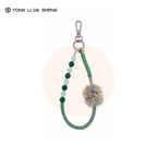 Hand Twisted Phone Wrist Strap Green Bead Decor Accessory