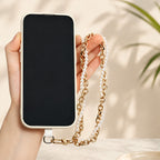 Double‑Layer Faux Pearl Phone Wrist Strap Gold‑Tone Metal Chain Bag Charm Keychain