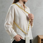 Bright Yellow Polyester Metal Chain Phone Crossbody Strap