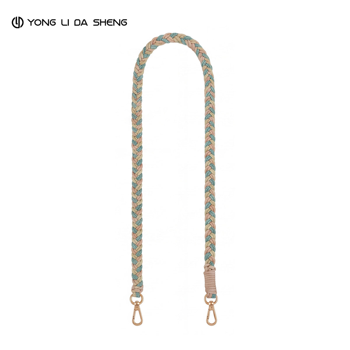 Multicolor Hand Woven Phone Lanyard with Gold Metal