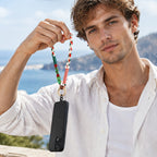 Festive Hand‑Braided Cotton Phone Wrist Straps Christmas Glass Bead Charm