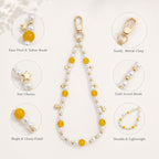 Yellow Agate & Pearl Beaded Phone Chain