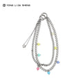 Candy‑Colored Heart Acrylic Bead Key Bag Phone Strap with Star Pendant
