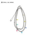 Candy‑Colored Heart Acrylic Bead Key Bag Phone Strap with Star Pendant