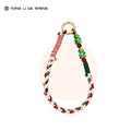 Festive Hand‑Braided Cotton Phone Wrist Straps Christmas Glass Bead Charm