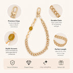 Elegant Gold‑Tone Chain Phone Wrist Strap, Agate Bead Bag Charm