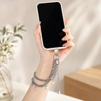 Candy‑Colored Heart Acrylic Bead Key Bag Phone Strap with Star Pendant