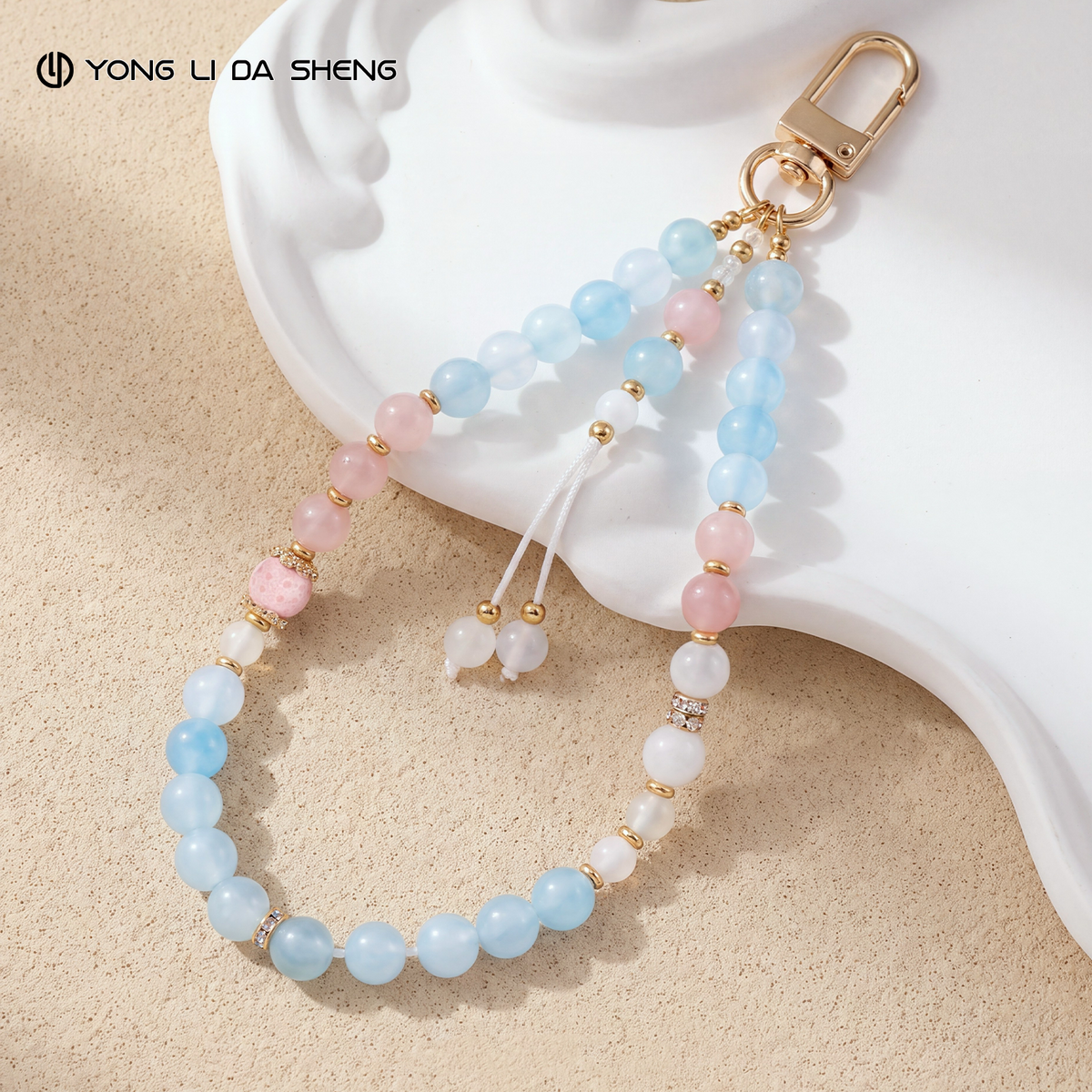 Quartz Cat's-Eye Beaded Phone Wrist Strap