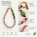 Festive Hand‑Braided Cotton Phone Wrist Straps Christmas Glass Bead Charm