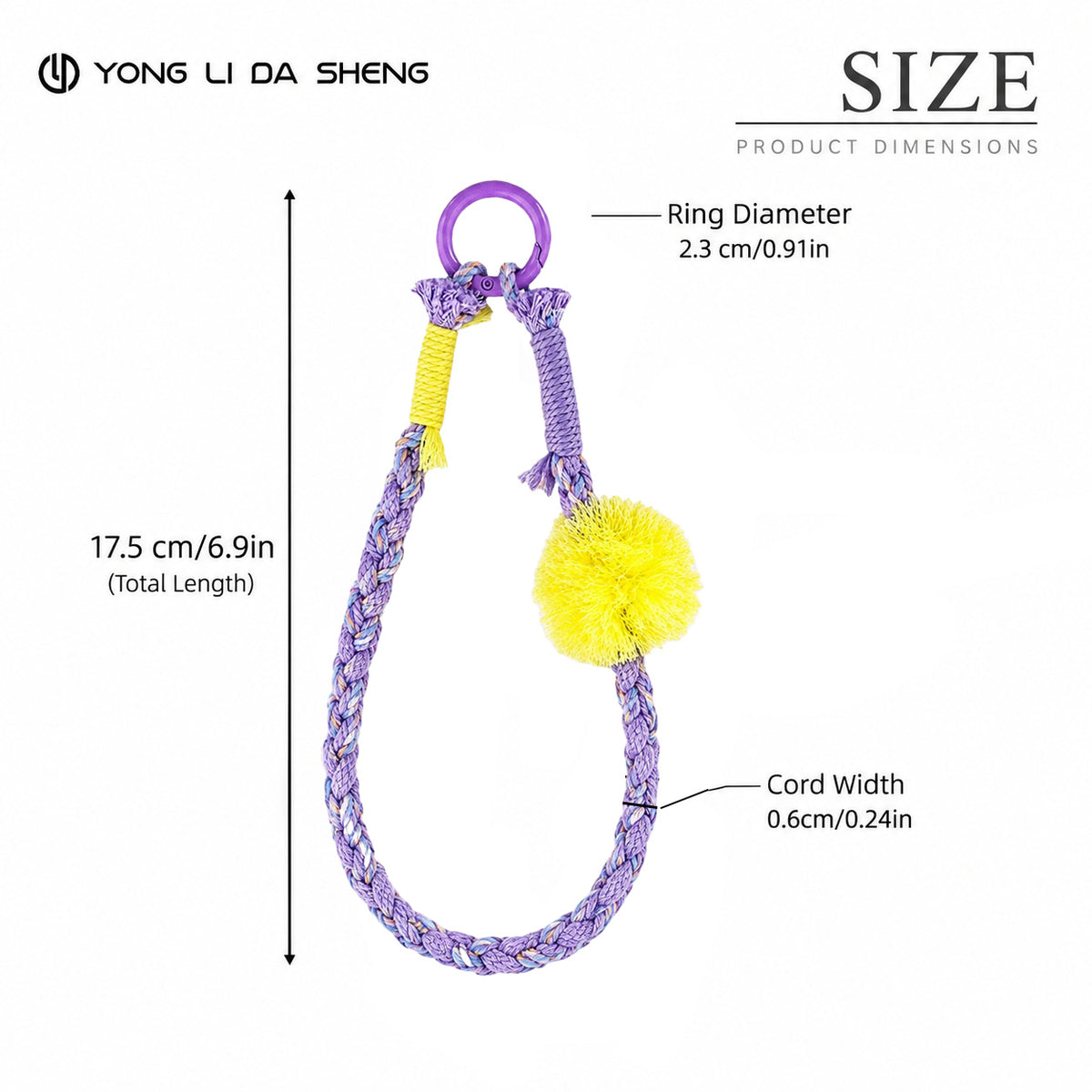 Hand‑Braided Cotton Wrist Strap Decorative Bag Key Phone Charm
