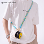 Multicolor Hand Woven Phone Lanyard with Gold Metal