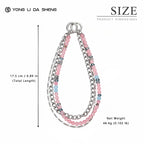 Three‑Layer Pink Beads ＆ Chain Phone Strap