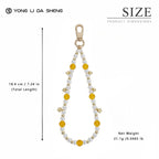 Yellow Agate & Pearl Beaded Phone Chain