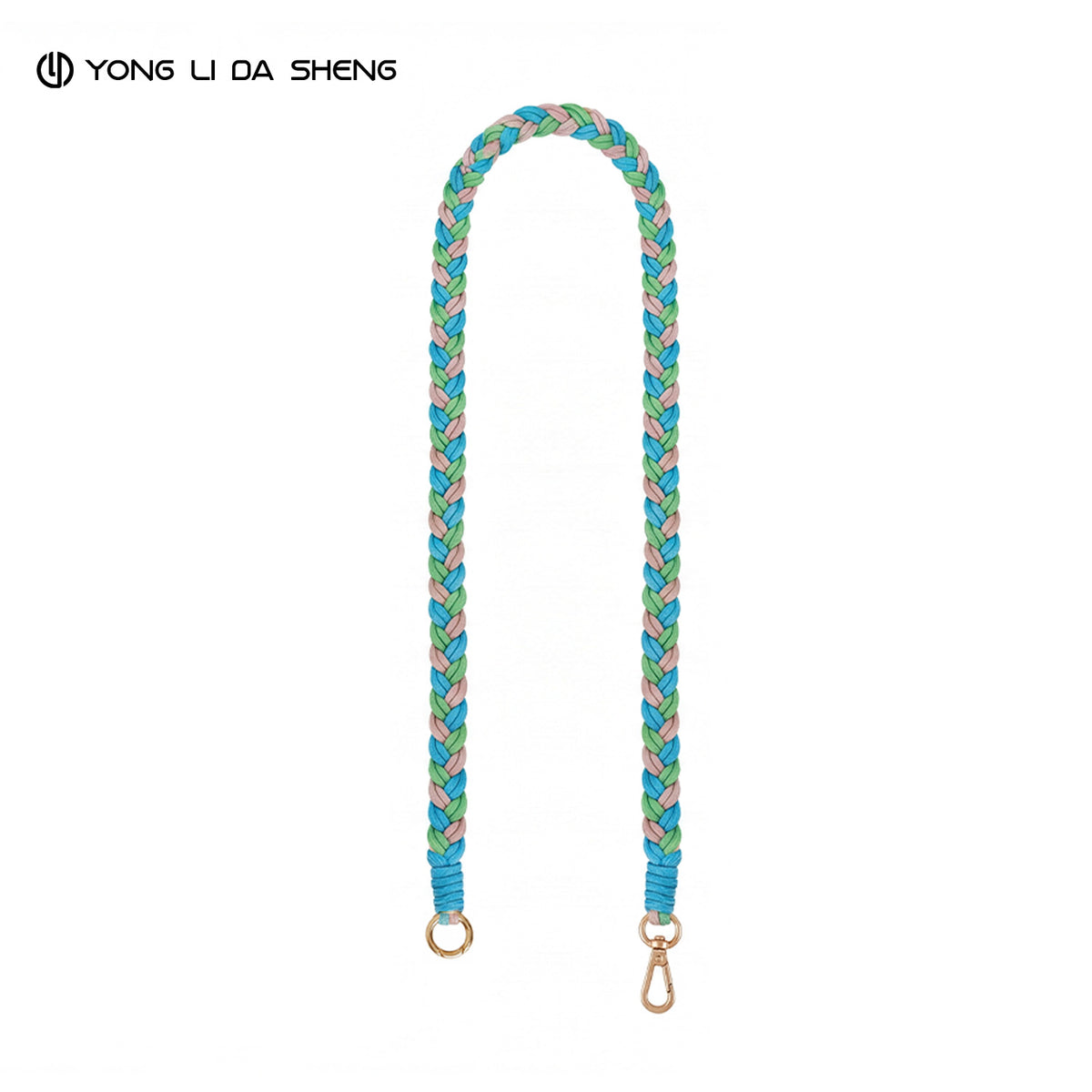 Multicolor Hand Woven Phone Lanyard with Gold Metal