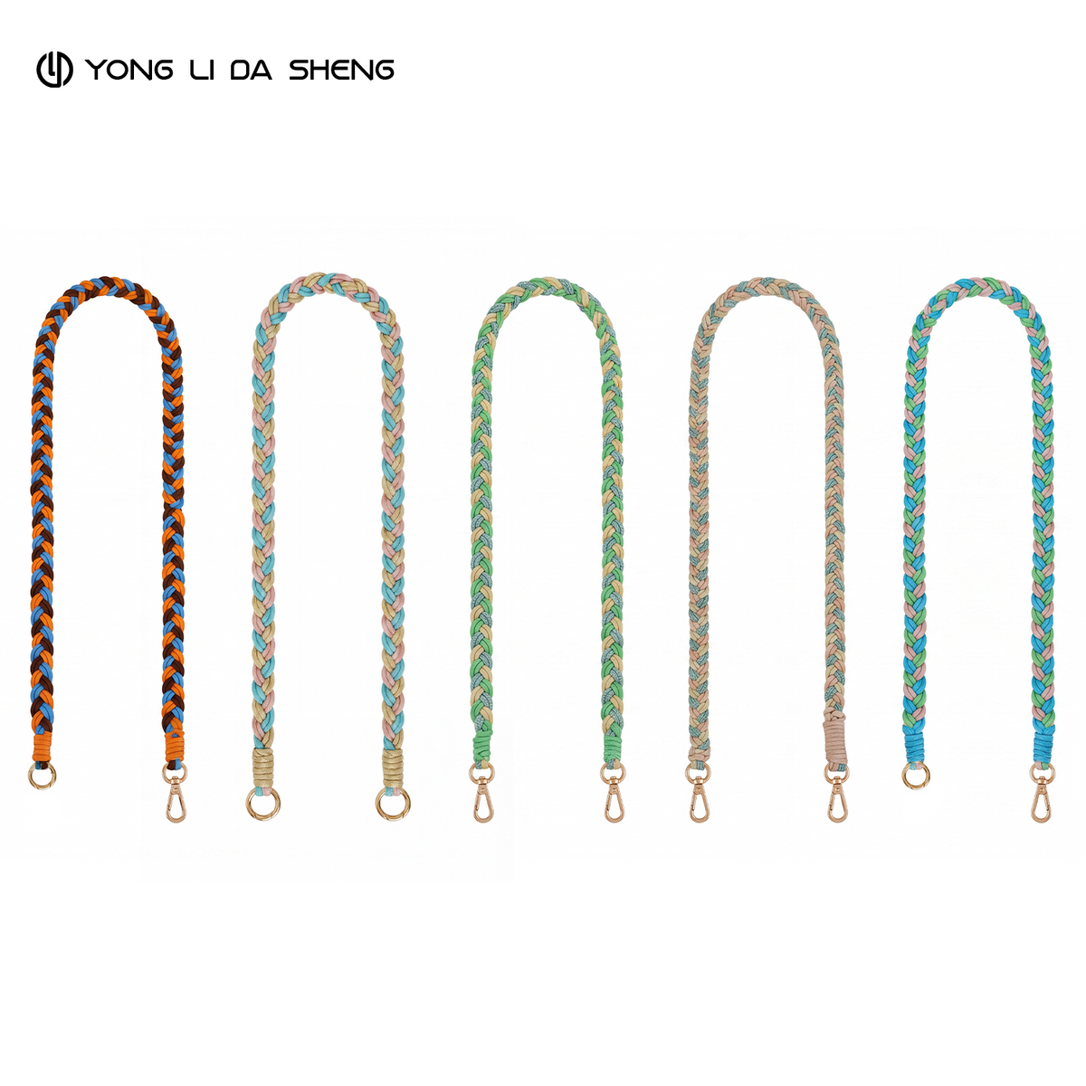Multicolor Hand Woven Phone Lanyard with Gold Metal