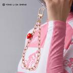 Cute Pink Enamel Chain Phone Wrist Strap